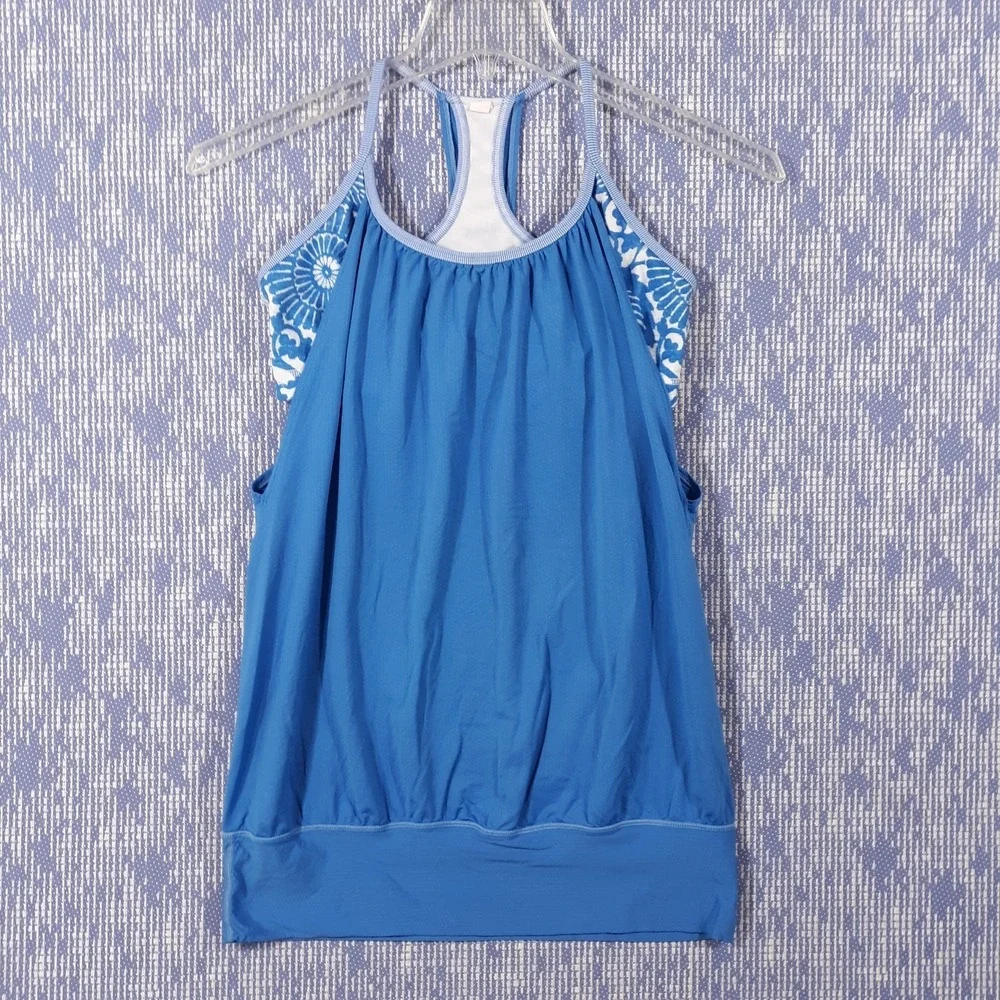 Lululemon Tank Top Womens Size 8 Built-In Bra Blue Gym Run Yoga Workout
